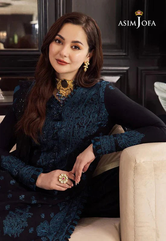 ASIMJOFA-3PC DHANAK EMBROIDERED SUIT GUL21