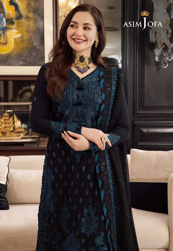 ASIMJOFA-3PC DHANAK EMBROIDERED SUIT GUL21