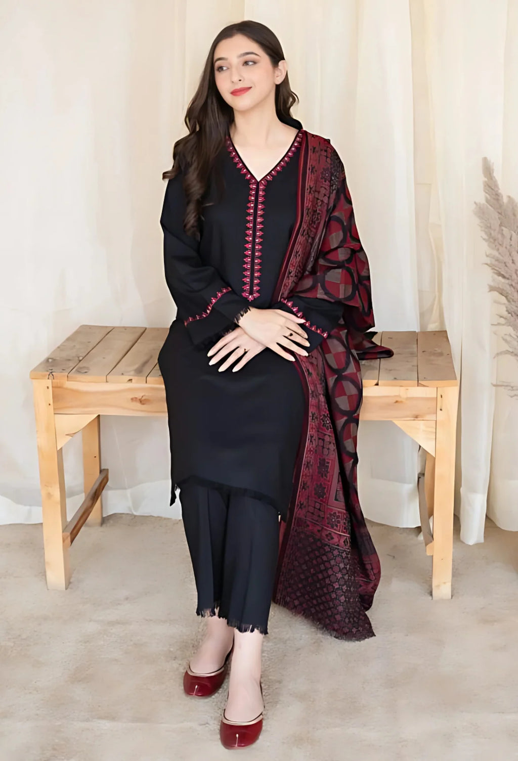 AISLING-3PC DHANAK EMBROIDERED SUIT GUL46