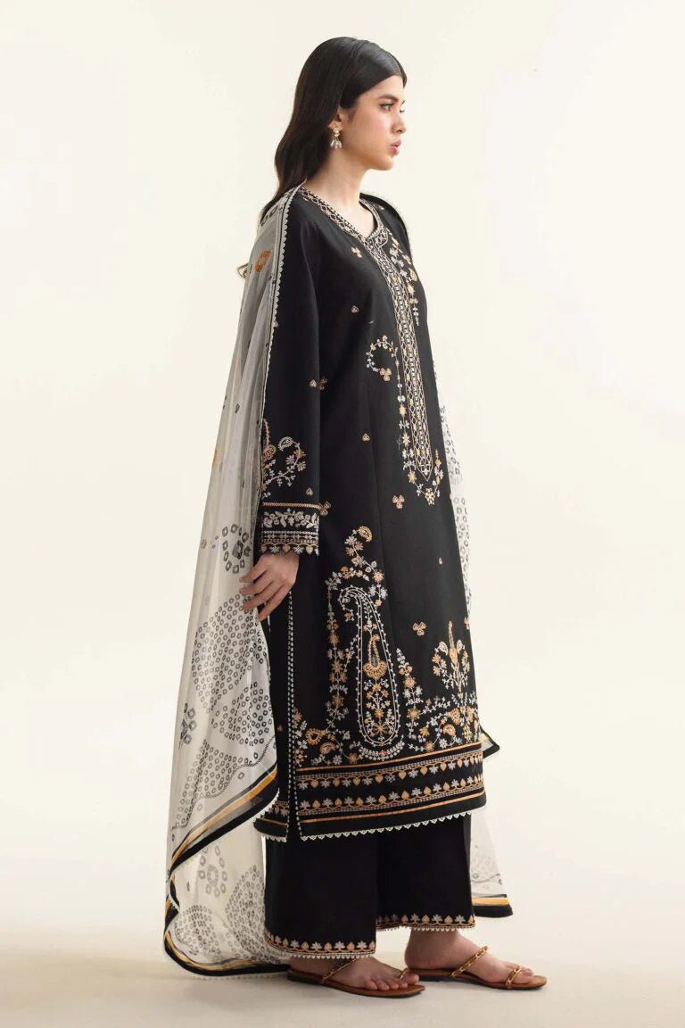 ZARASHAJAN-3PC DHANAK EMBROIDERED SUIT GUL