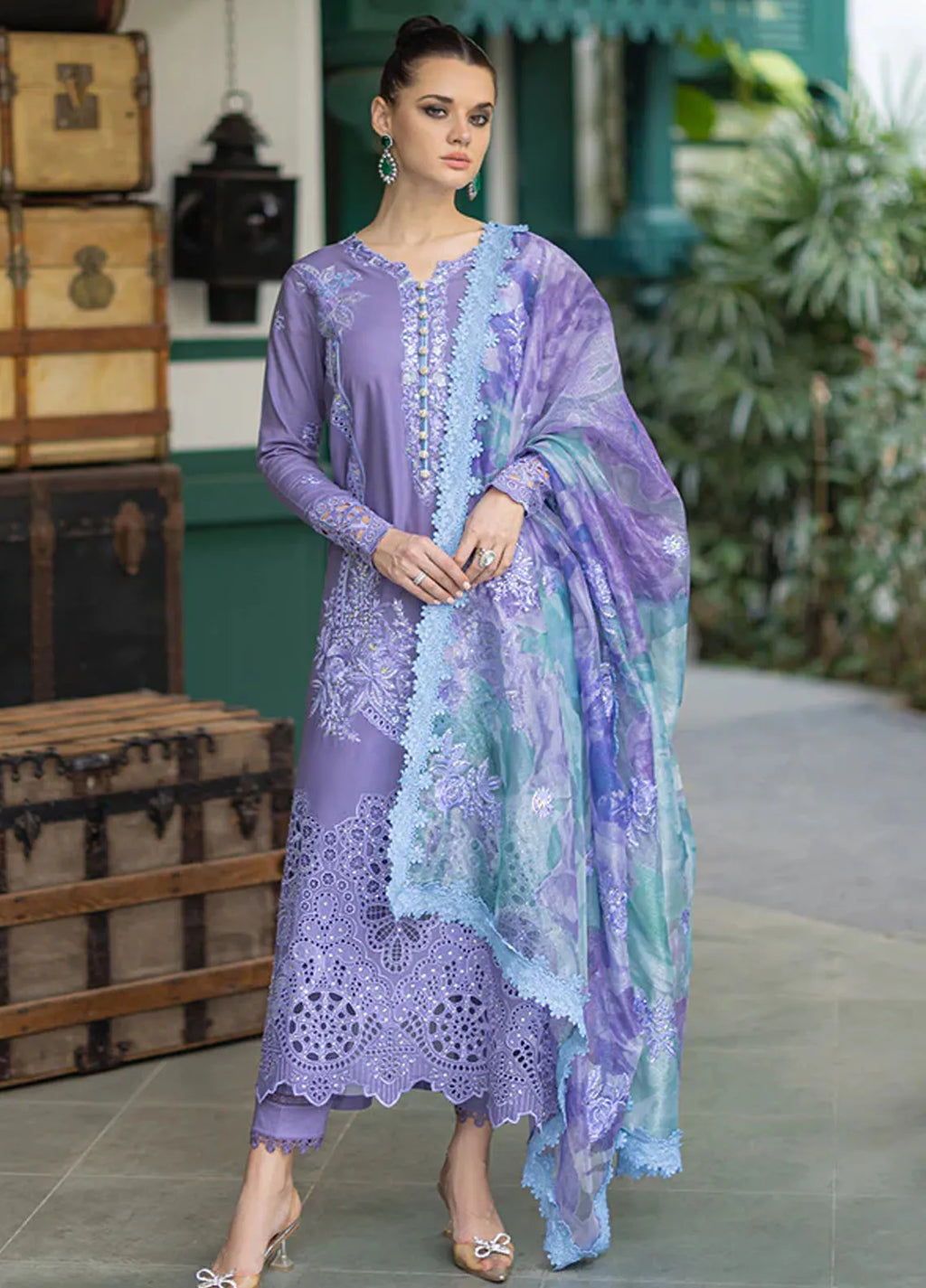 MOHAGNI-3PC DHANAK EMBROIDERED SUIT GUL52