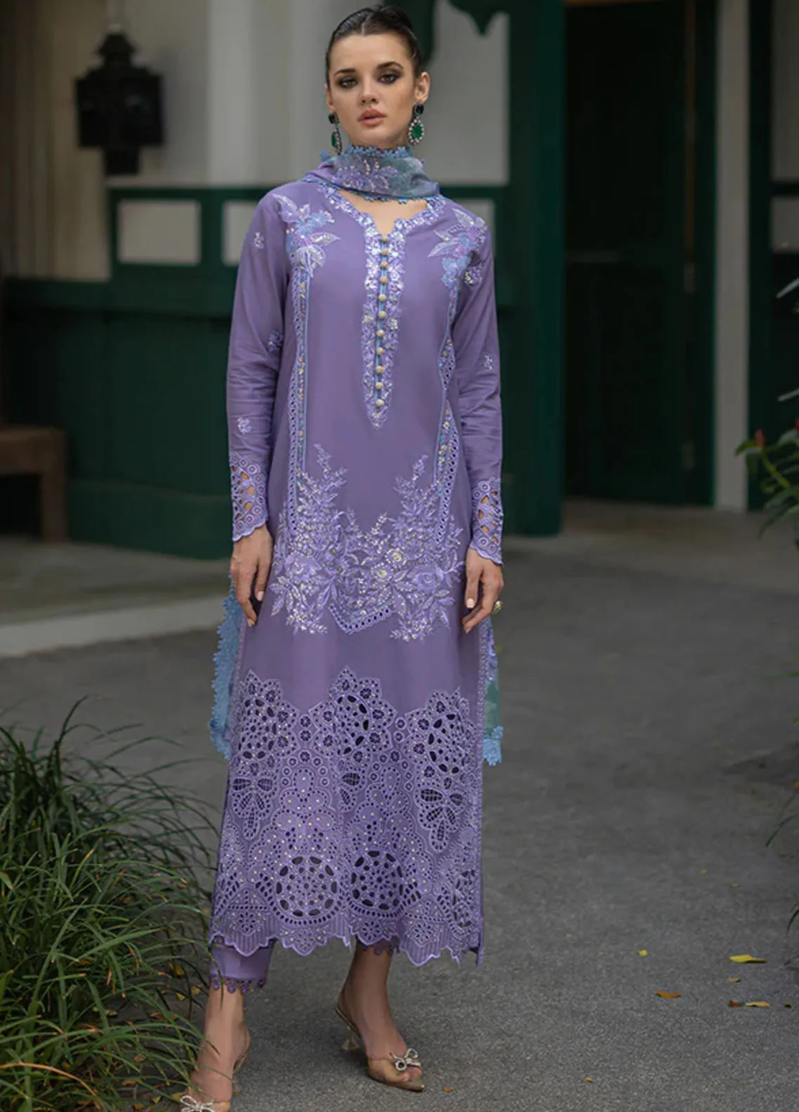 MOHAGNI-3PC DHANAK EMBROIDERED SUIT GUL52