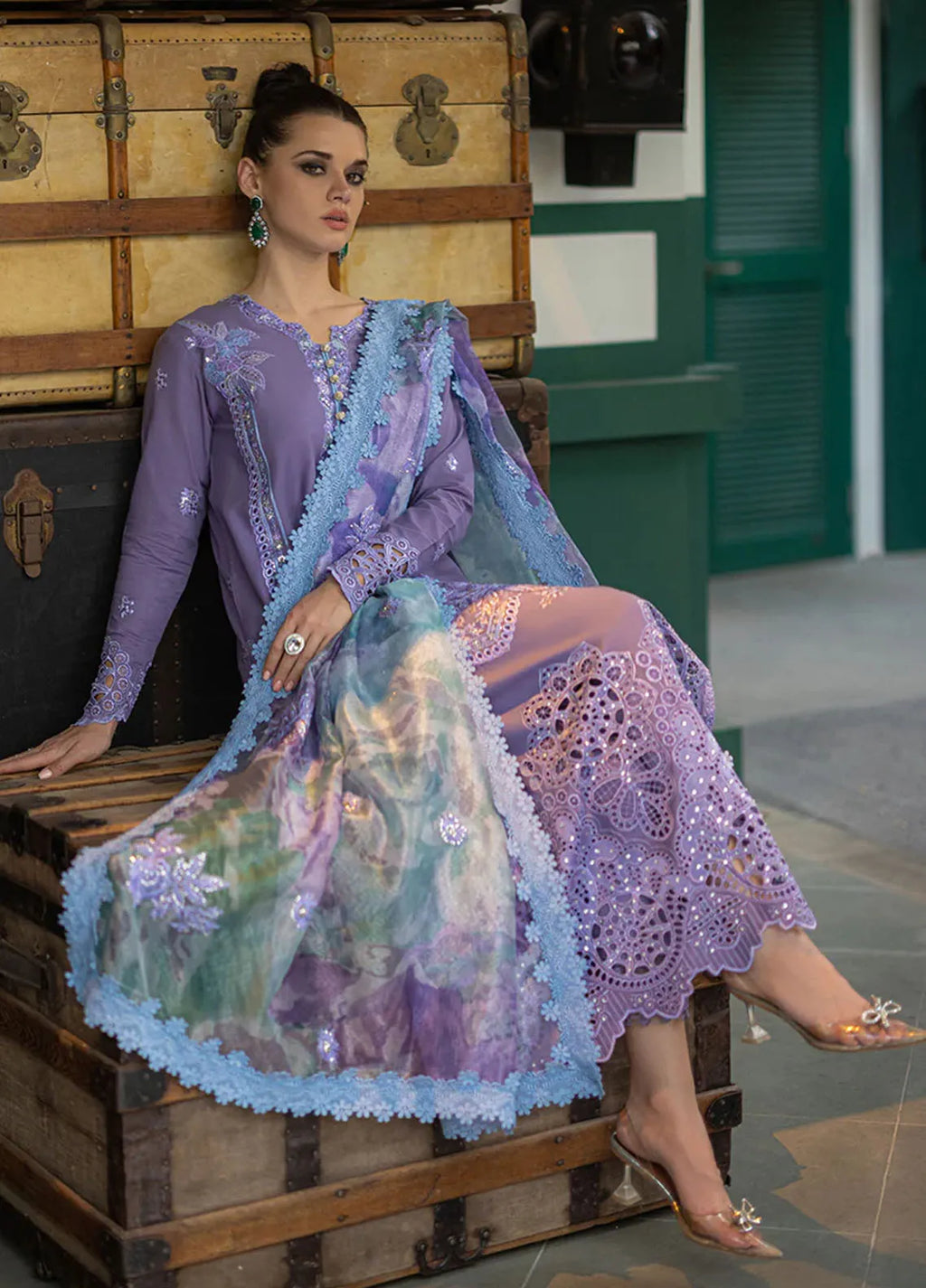 MOHAGNI-3PC DHANAK EMBROIDERED SUIT GUL52