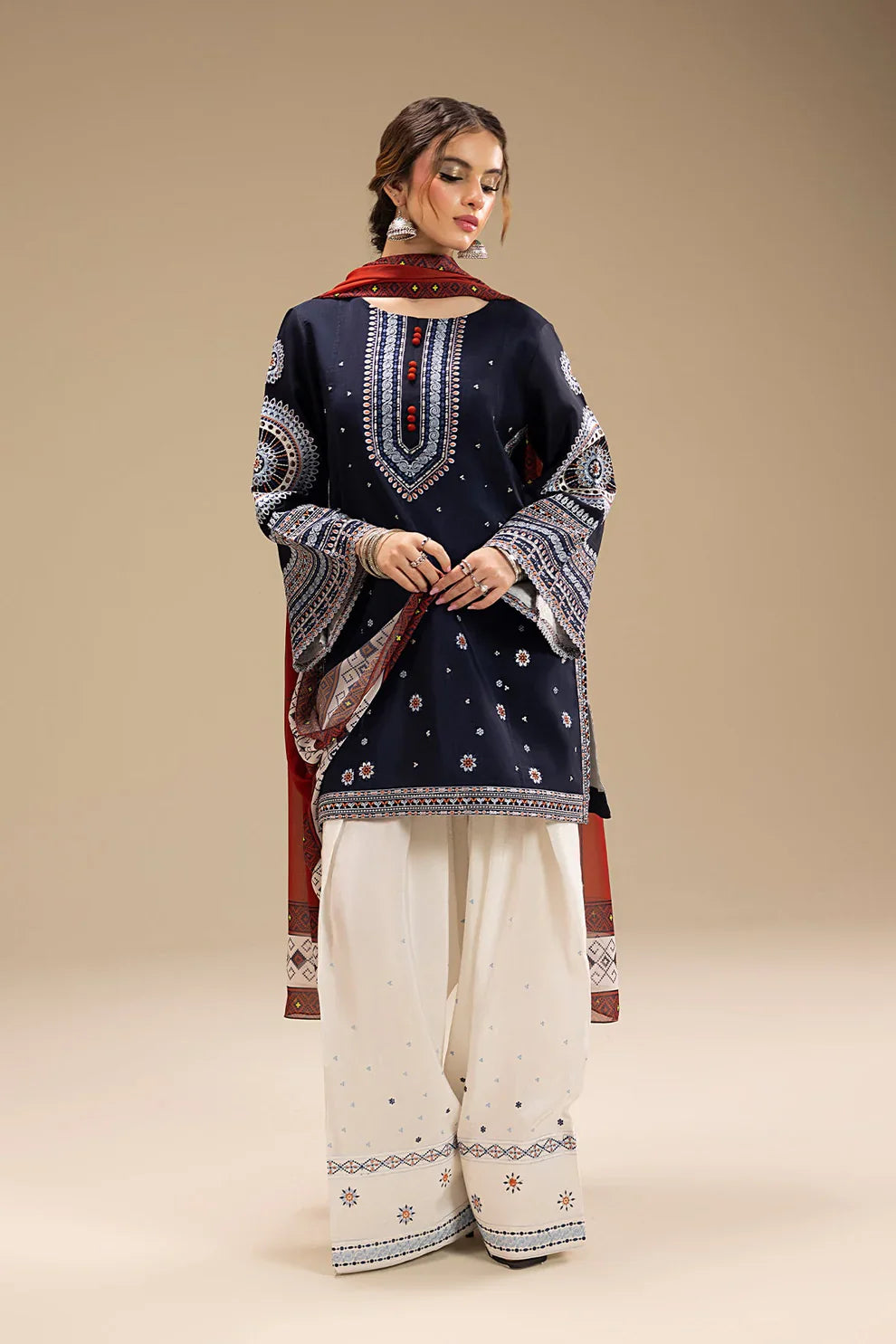 JAZMIN-3PC DHANAK EMBROIDERED SUIT GUL24