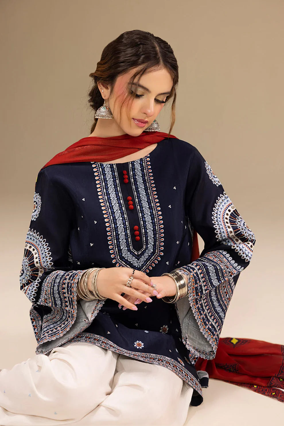 JAZMIN-3PC DHANAK EMBROIDERED SUIT GUL24