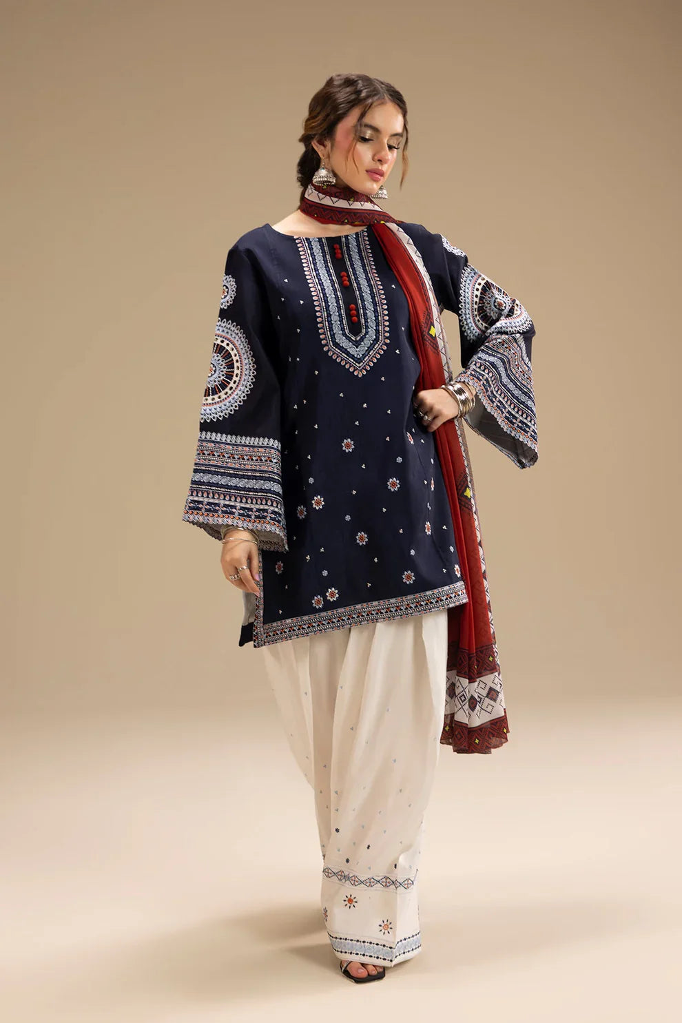 JAZMIN-3PC DHANAK EMBROIDERED SUIT GUL24