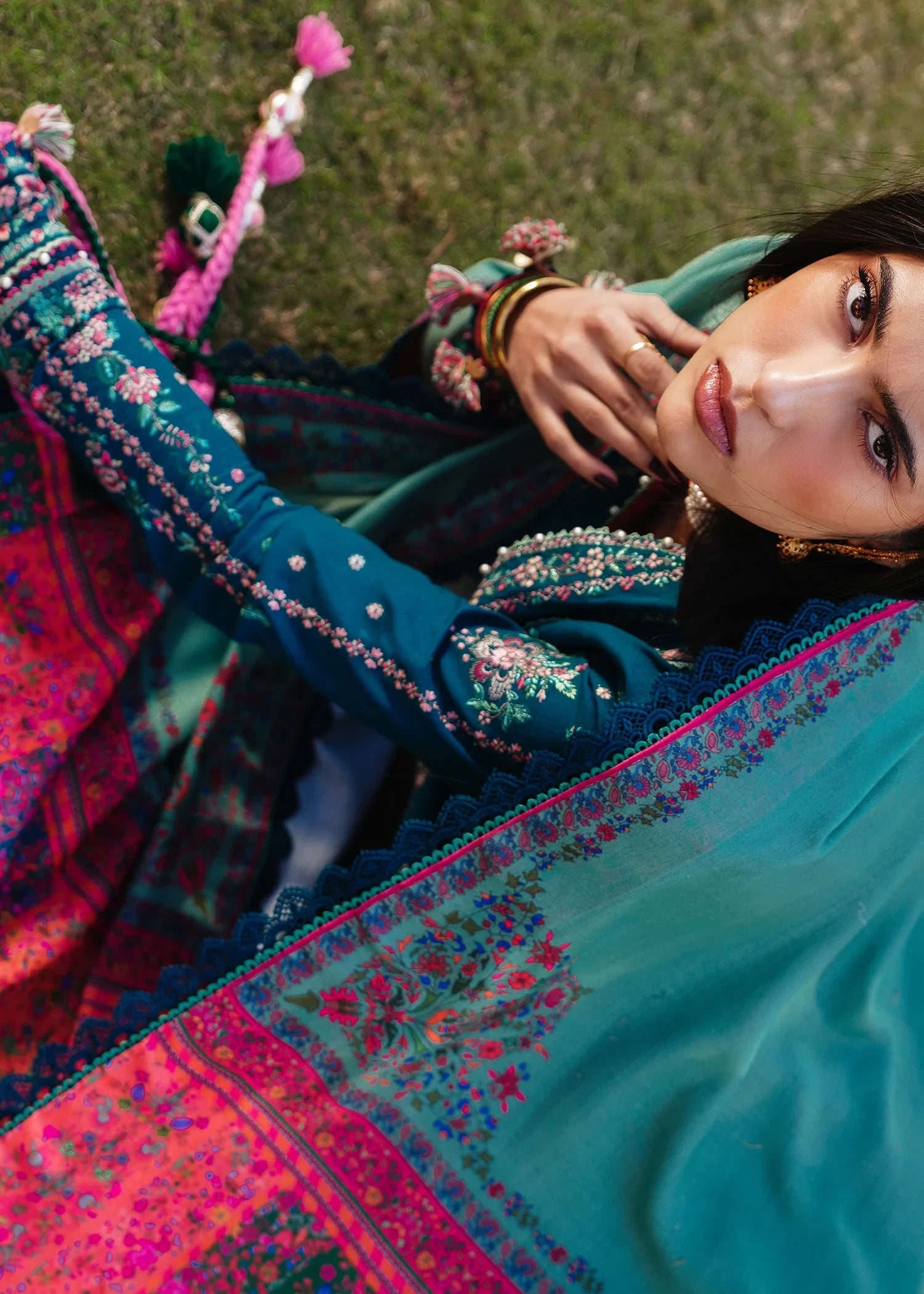 HUSSAIN REHAR-3PC SDHANAK EMBROIDED SUIT GUL08