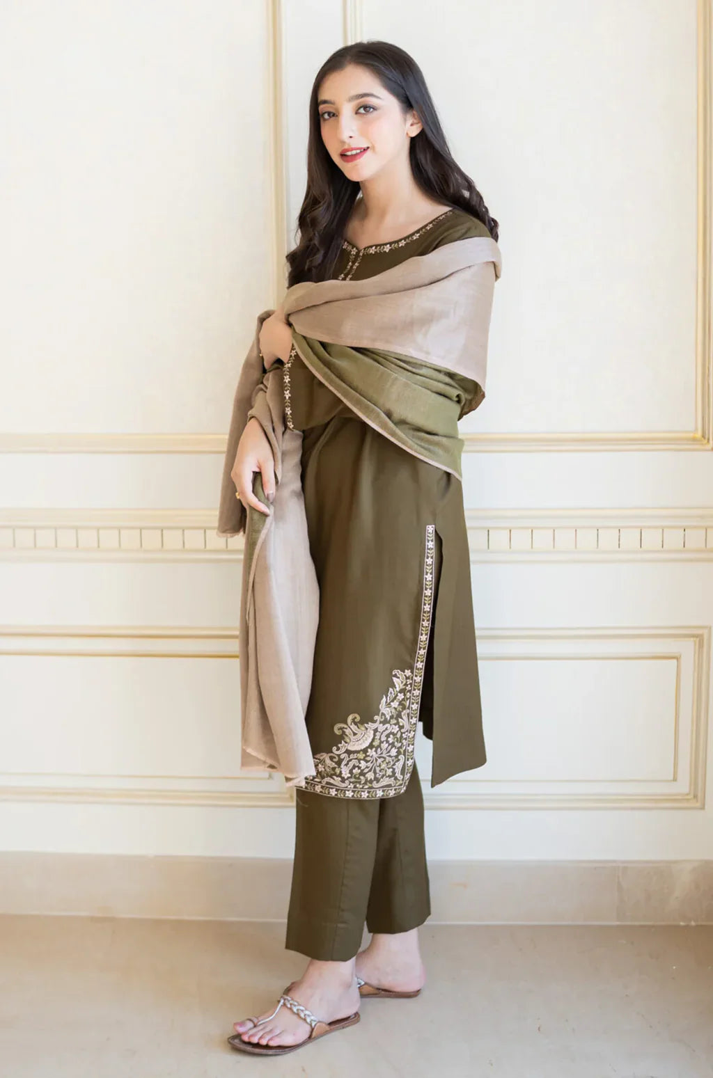 AISLING-3PC DHANAK EMBROIDERED SUIT GUL25