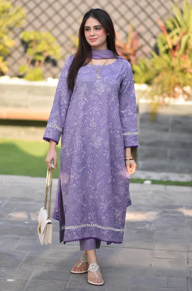 LIBASS-3PC DHANAK EMBROIDERED SUIT GUL33