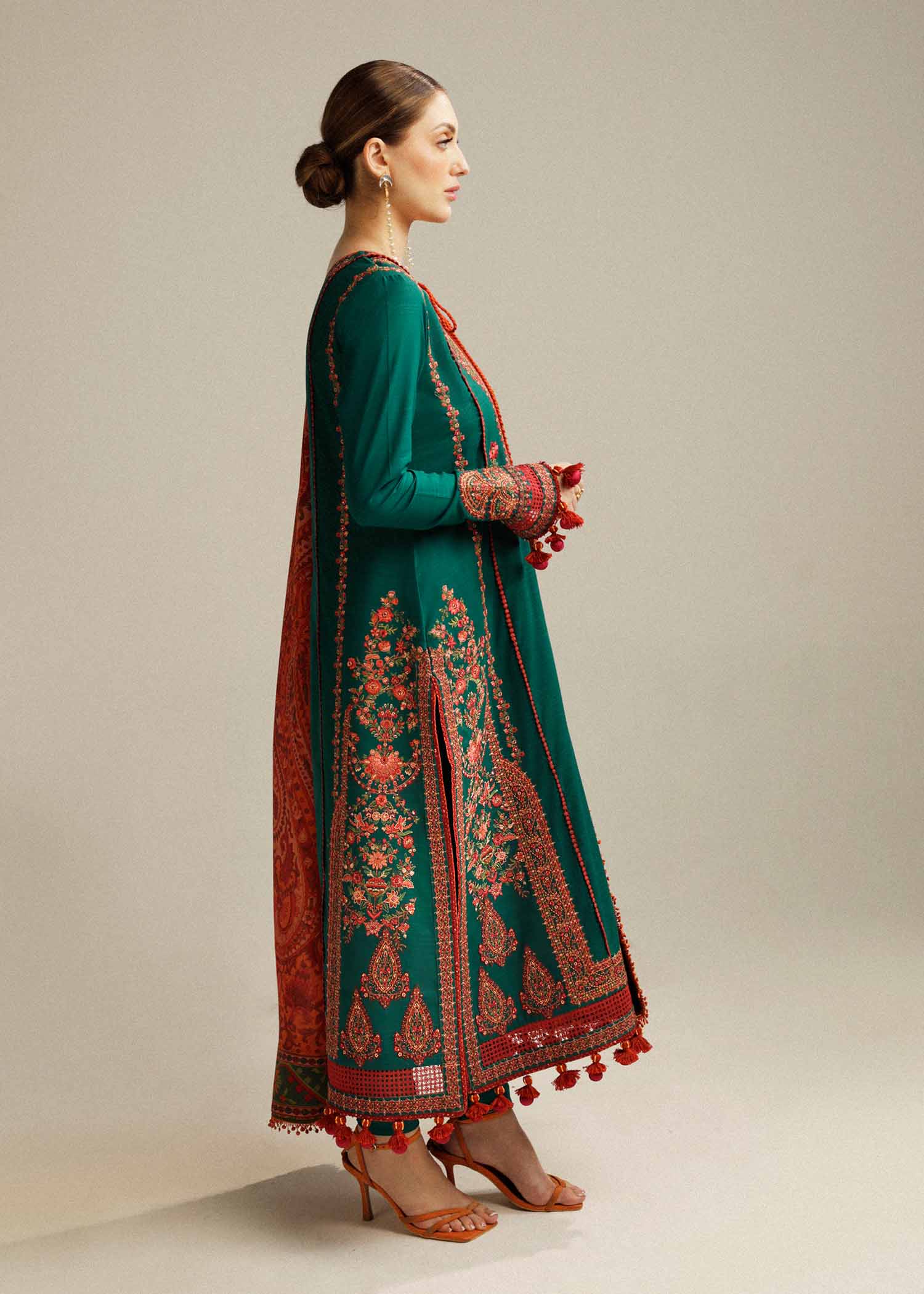 HUSSAIN REHAR-3PC SDHANAK EMBROIDED SUIT GUL12